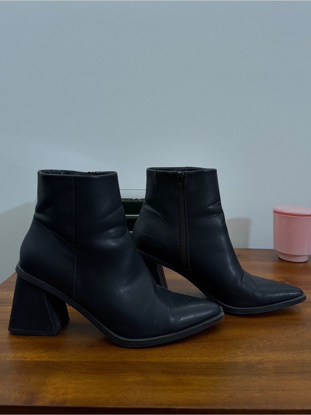BP Black pointy booties with cool heel